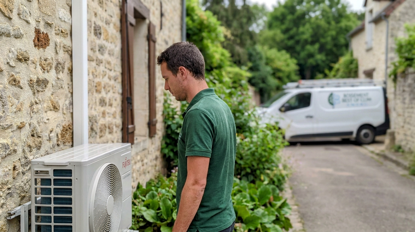 Climatisation posée sur maison de caractère à Boisemont