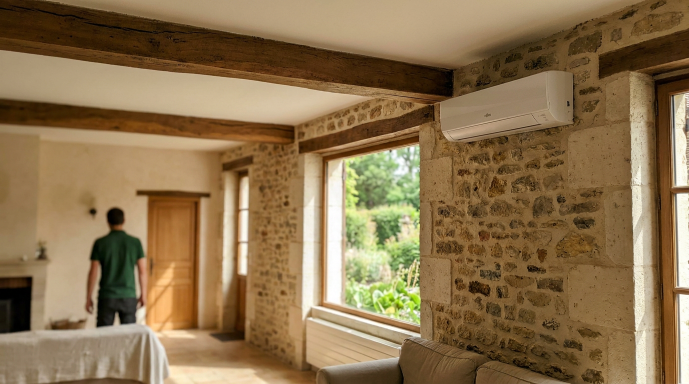 Intérieur maison de caractère avec climatisation à Boisemont